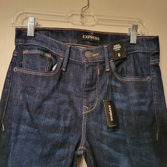 Express Jeans Ankle Legging Dark Blue Denim 6 NWT - Picture 2 of 11